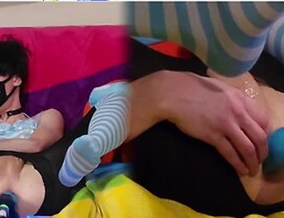 Femboy Getting Knotted Through Ripped Tights Makes Him Feel Like A Good Slut