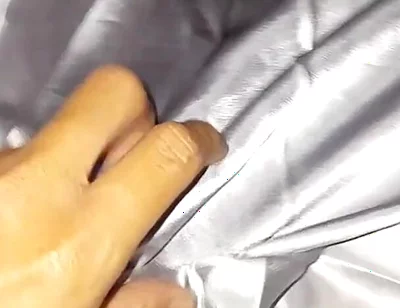 Masturbating Wearing Silver Satin Long Dress in Car