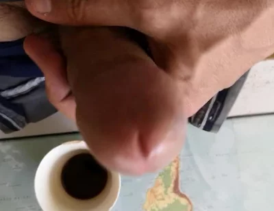 Hot Guy Jerking off to Put Some Milk in His Coffee