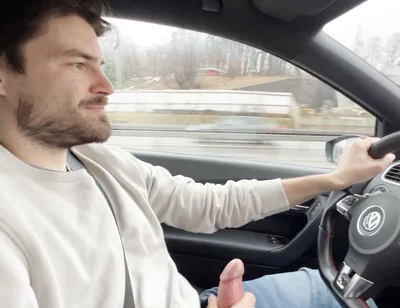 Almost Crashed the Car When I Jerked Him off and Him After His Orgasm
