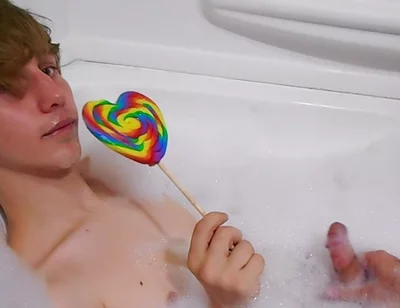Age play handjob in the bathtub