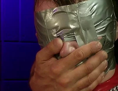 Rikki Tape Gagged & Face Slapped Latex Bound on Chair, Full Head Wrap
