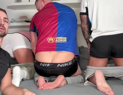 Foot Worship, Ball & Armpit Sniffing & Ass Worship with 3 Alpha Males