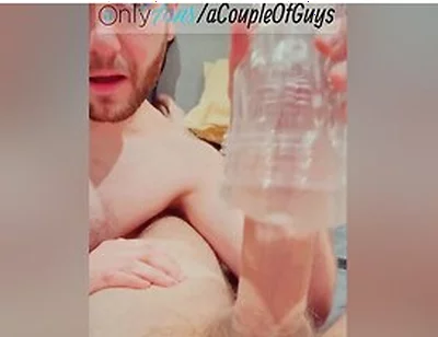 Fucking A Toy With A Friend / Sharing Fleshlight Filled With Cum / Two Guys Fuking One Fleshlight