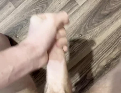 Twink - Long Cumshot. Horny Cumshot Explosion, Cum on the Floor, Hairy Legs, Arms and Hot Abs.