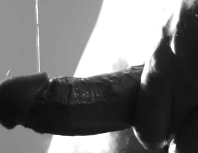 Stroking Hard Cock in Black and White with Lots of Cum