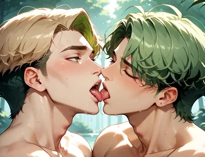 Green-haired Forest Muscles: Gay Cum Shot