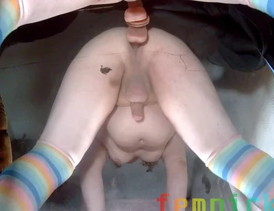 Fat Sissy Femboy Playing with His Little Toy