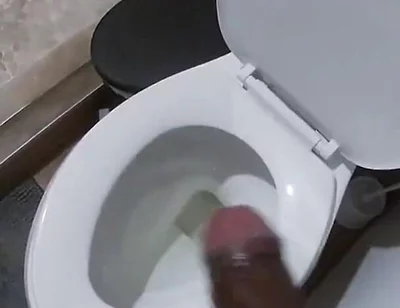 Stroking My BBC Peeing in the Toilet POV