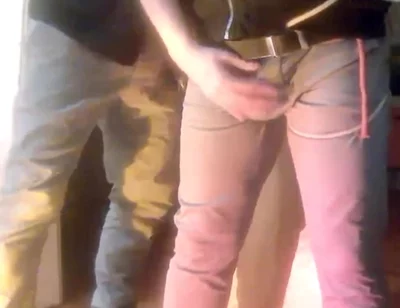 Pee Desperation: Tied up Guy Tries to Withstand While His Cock and Balls Are Played with. He Gets a Boner and Finally Wets Himself