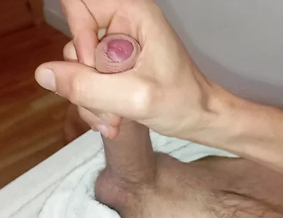 Skinny Moreno Jerks off This Beautiful Huge Fat Cock and Cums Slowly in Squirts