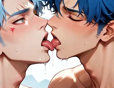Blue-haired Muscle Orgy in a Snowy Cave! Gay XXX Porn!