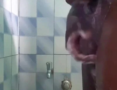 20y BBC Nasty Jerking off in His Shower Cleaning up His Cock