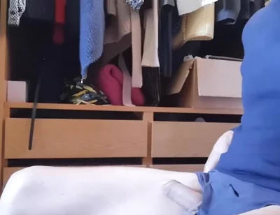 Jerking off Sitting on a Chair in a Dressing Room