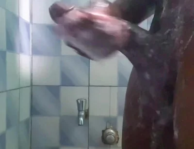 20y BBC Nasty Jerking off in His Shower Cleaning up His Cock
