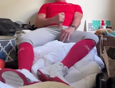 Alpha Baseball Playerjockdad87 Is at It Again Shooting His Jock Cum in Baseball Gear