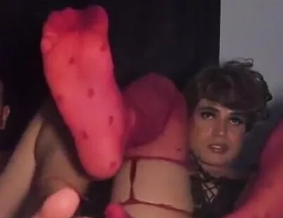 After Fucking the Femboy, Play with Their Big Sweaty Feet, in Nylon They Invite You to Pass Your Tongue