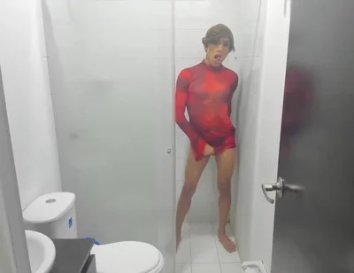 Colombian Femboy Juicy Ass Twerk with Dildo in the Shower