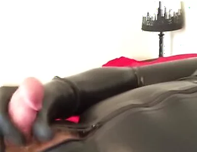Full Latex Enclosure And Gasmask Masturbation And Cumshot