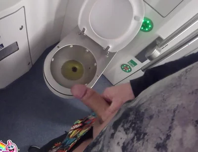 I Peed in the Toilet on the Moving Train and Then Jerked off My Thick Cock in Sexy Underwear. I Was About to Come