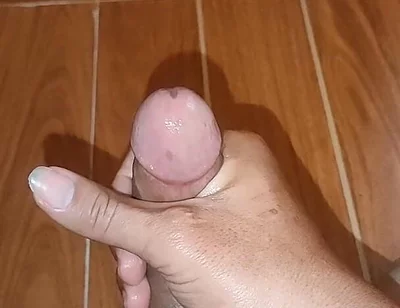 Rubbing the Brown Hot Dog!
