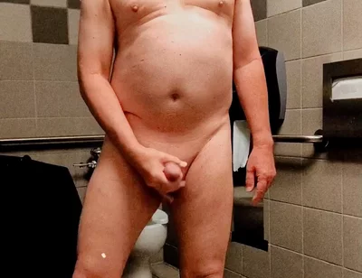 American_nudist: Cumming in a Public Restroom