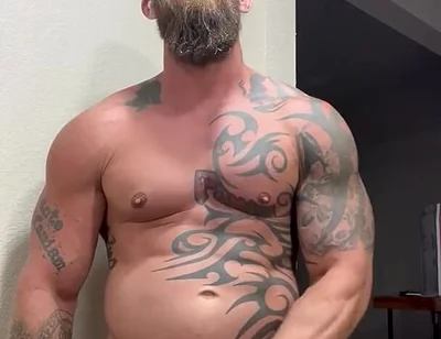 Tattooed Viking Flexes While Stroking for You