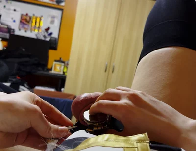 Femboy in Flat Chastity Uses Vibrator to Cum