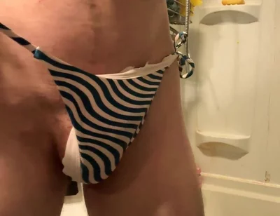 Cdmichelle Wearing Blue & White Bikini
