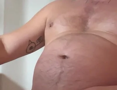 Jerking off in the Morning, Rubbing My Belly, Man Tits, and Nipples. Dripping with Precum and Lots of Cum.