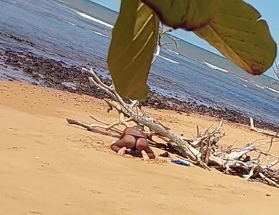 Ladysilva Was Filmed Hiding Tanning Her Hot Ass on the Beach