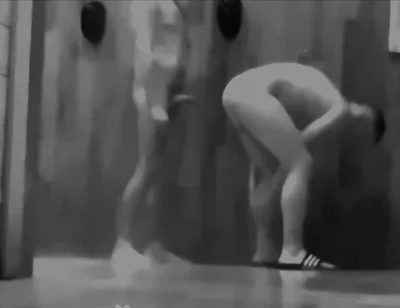Amateur Guys Caught Having Fun in the Gym's Public Shower