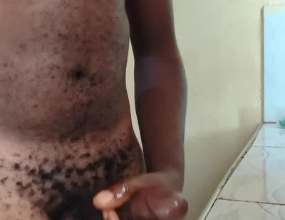 Solo Boyfriend Jerking His Hard Dick Early in the Morning and Released Load of Cum on the Kitchen Worktop