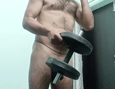 Indian desi man enjoys workout