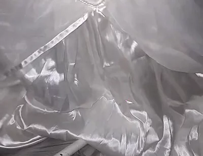 Cum Flows on Satin Wedding Dress