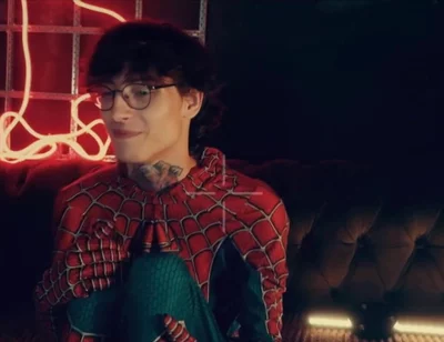 Spider Man Costume. Bottom Boy a Pose. Ass Hole