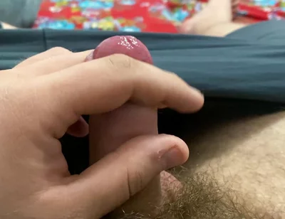 Big Hairy Guy Jerking off His Cock Before Going to Bed