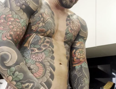 In the Kitchen of Handsome Muscular