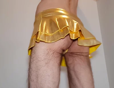 Golden Miniskirt -couldn't Wait- Try on