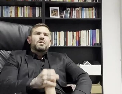 Handsome Guy Masturbates in Suit