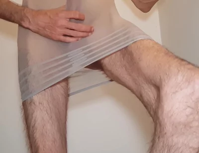 Cumming in My Striped Mesh Dress