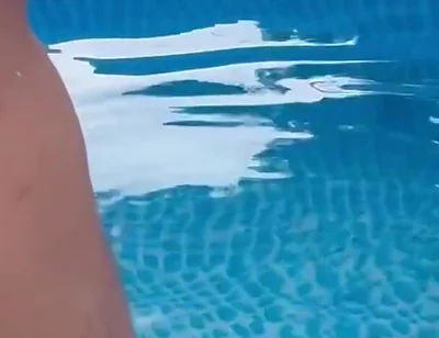 Outdoor Poolside Attraction, Got Horny After Taking a Dip, Big Cock Cums All Over
