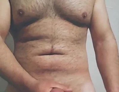 Hairy Big Man Playing with His Dick