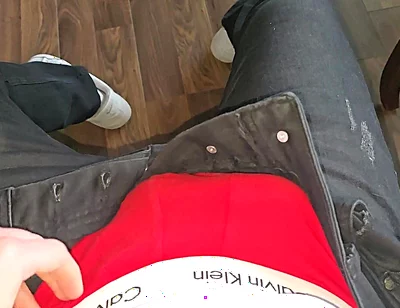 Red Calvin Klein Bulge Gets Slowly Stroked While Colleagues Are Two Meters Away