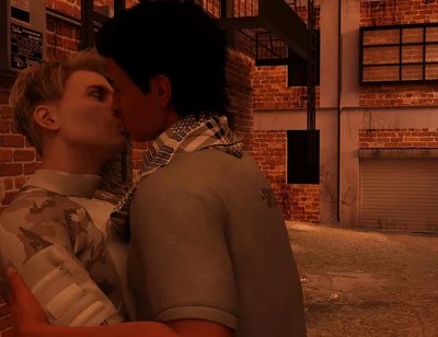 Summer Vacation - Two Gay Army Boys Kiss