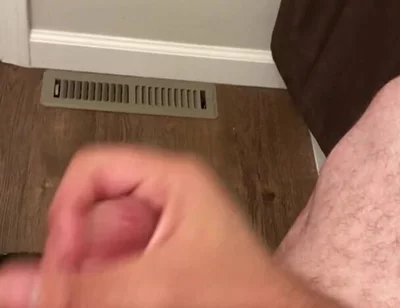 Snuck Into the Bathroom to Have a Quick Yank on My Big Cock and Release This Cum