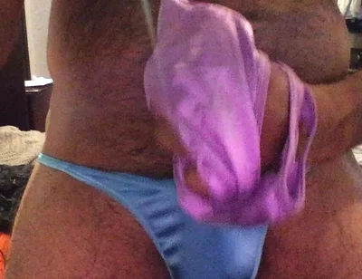 Satin Panties Wrapped Around My Throbbing Uncut Cock