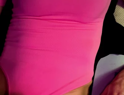 Cdmichelle Wearing Pink Bodysuit with Hard Nipples Cumming on Leg