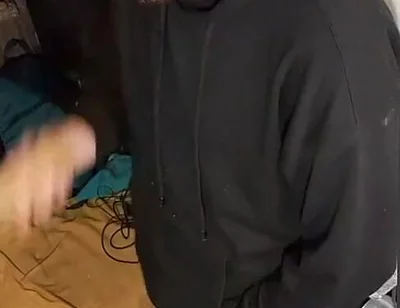 I Masturbate in Sweatpants, a Black Sweatshirt and Nike Sneakers