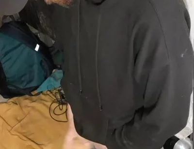 I Masturbate in Sweatpants, a Black Sweatshirt and Nike Sneakers